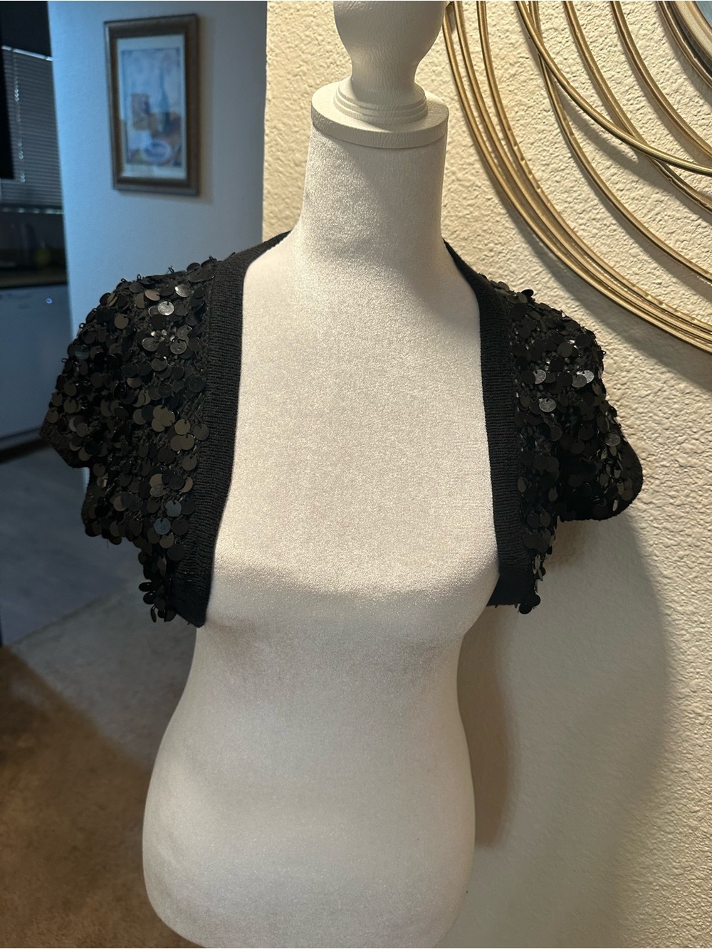 Mix It Black Sequin Cropped Shrug Bolero